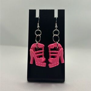 Handmade Barbiecore/Barbie pink strappy high heel earrings
